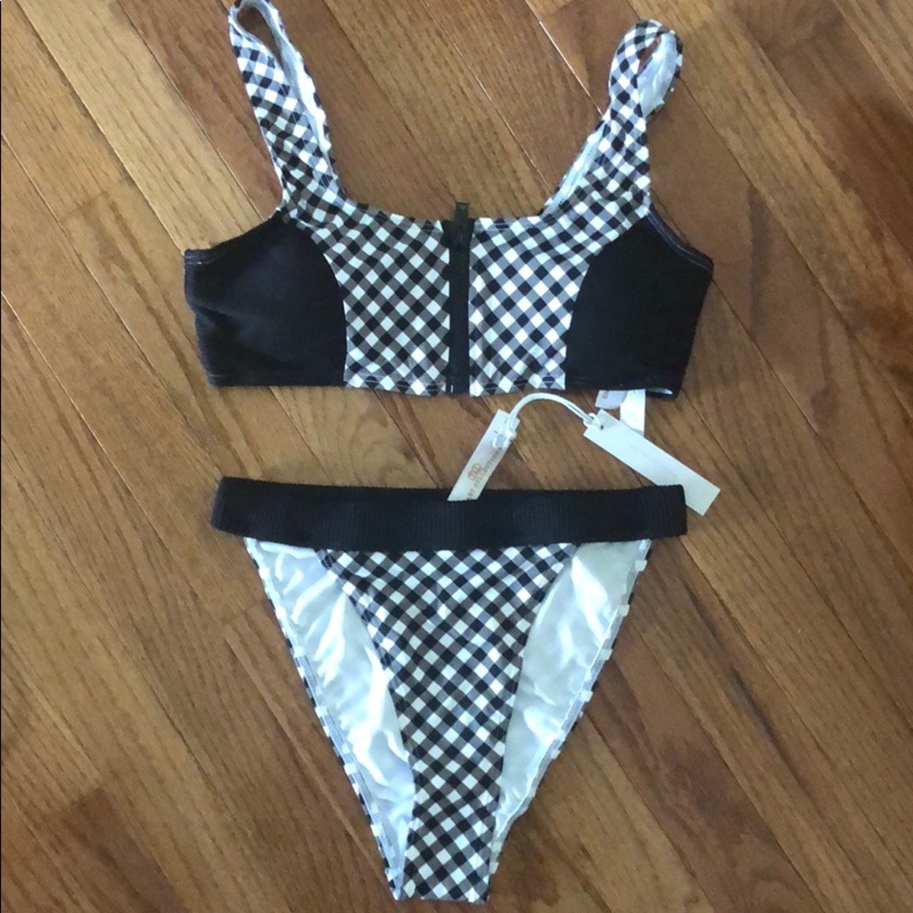 TART Riley zip-detailed paneled gingham bikini - Picture 4 of 5